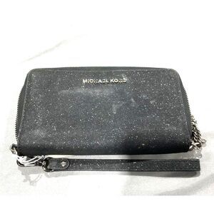 Michael Kors Sparkly Leather Monogram Zip Closure Wallet (Retired)